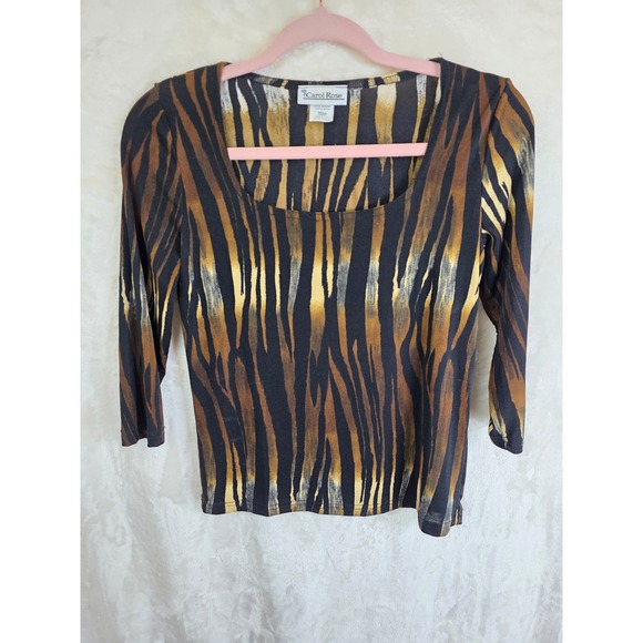Carol Rose Tops - Vintage Carol Rose Tiger Stripe Animal Print Scoop Neck 3/4 Sleeve Top